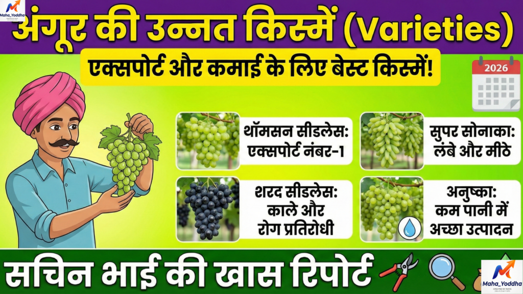 अंगूर की खेती: एक एकड़ से 10 लाख तक की कमाई, तकनीक और सावधानी – सचिन भाई की खास रिपोर्ट