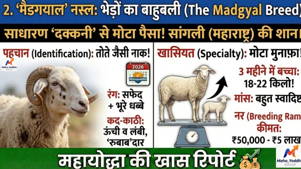 भेड़ पालन (Sheep Farming) 2026: कम पानी में मुनाफेदार मैडगयाल नस्ल की A to Z गाइड