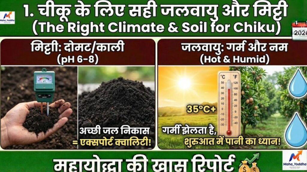 चीकू की खेती कैसे करें? कम पानी में ज्यादा मुनाफा | संपूर्ण गाइड 2026