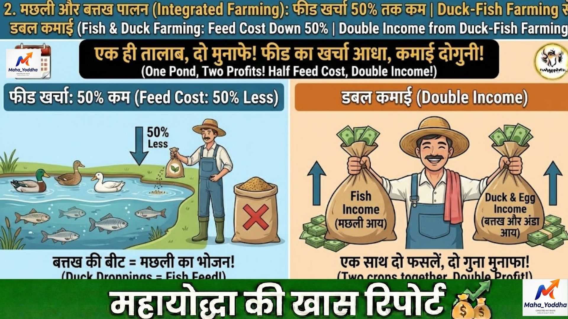 मछली और बत्तख पालन (Integrated Farming): फीड खर्चा 50% तक कम | Duck-Fish Farming से डबल कमाई
