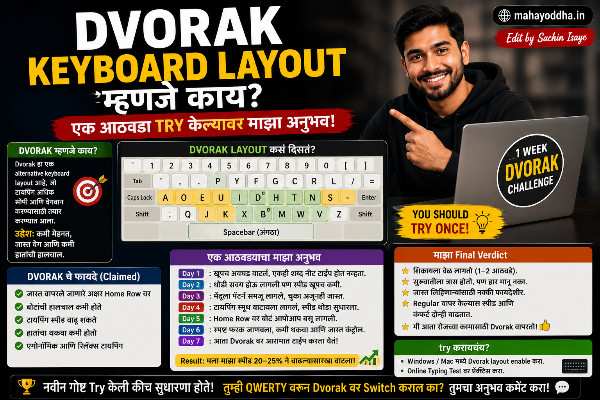 Dvorak Keyboard Layout म्हणजे काय? एक आठवडा Try केल्यावर माझा अनुभव