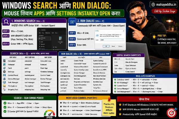 Windows search and run shortcuts guide